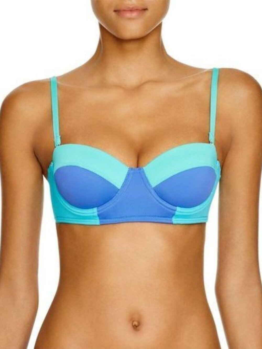 Echo Color Block Underwire Swimsuit Bikini Top Teal Blue Beach Size XS NWT